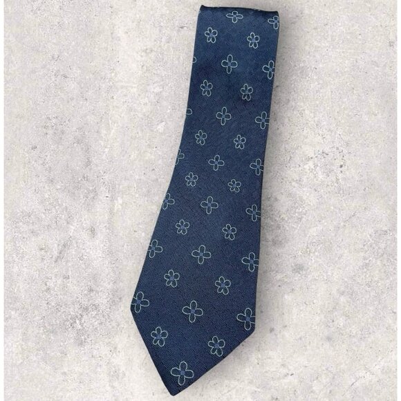PAUL SMITH Silk Tie ENGLAND XL Blue Floral W:3.6" EUC - Picture 1 of 5